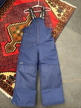 Kamik Navy Blue Kids Snow Overalls with Branded Black Suspenders